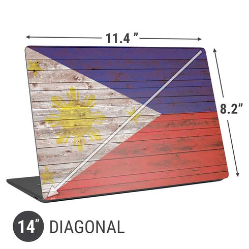 Philippines Flag Dark Wood Universal Laptop 14in (11.4 x 8.2in) Skin